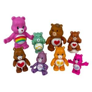 Care Bear Mini Action Figures Lot of 8 Cheer Wish Tenderheart Share Friend Other